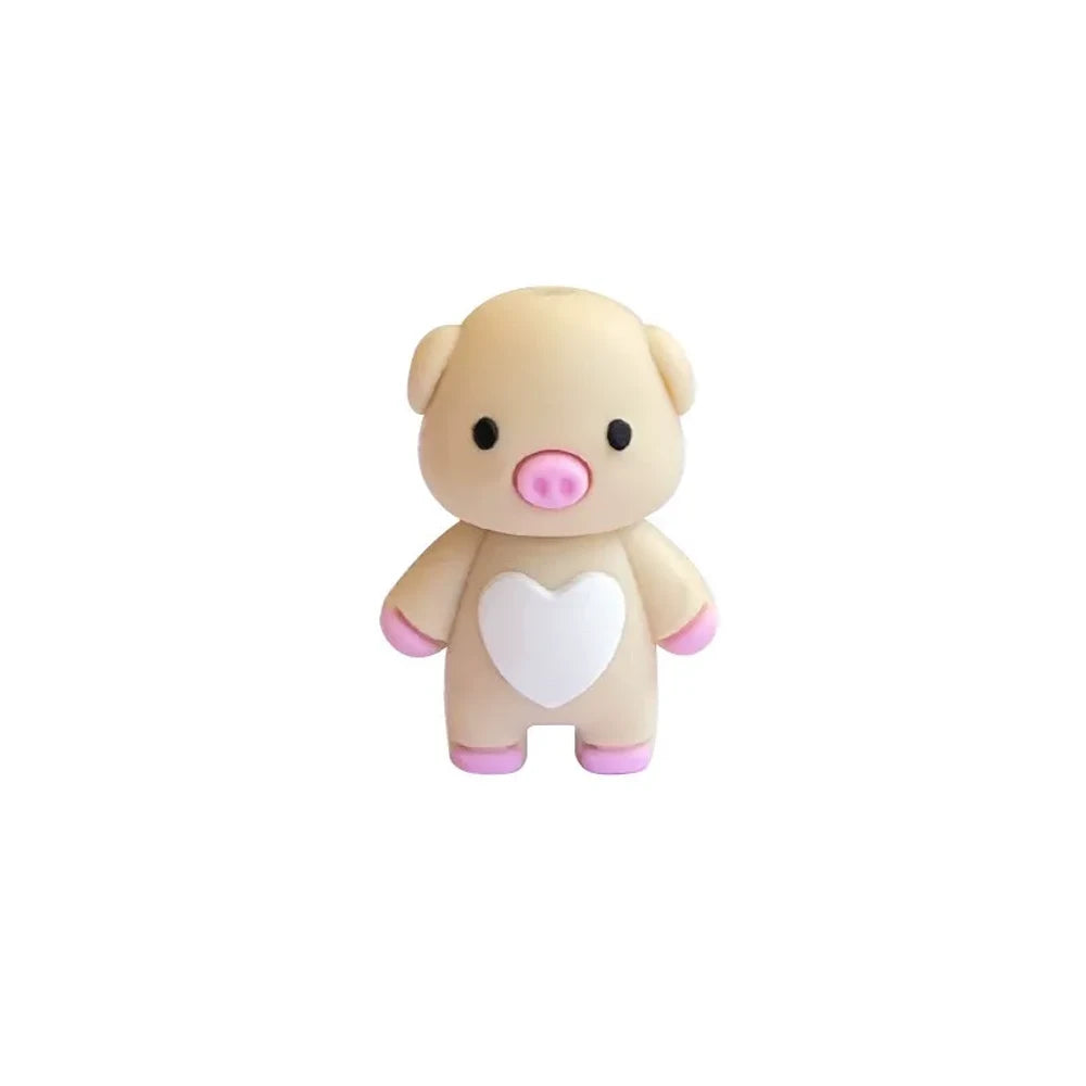 3D Pig Silicone Focal Beads for DIY Keychains Bracelet Pens