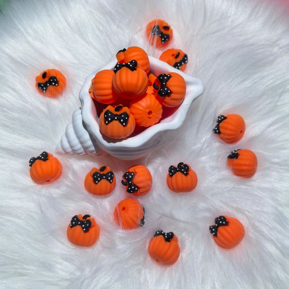 3D Pumpkin Series Silicone Focal Beads for DIY Pens Keychain