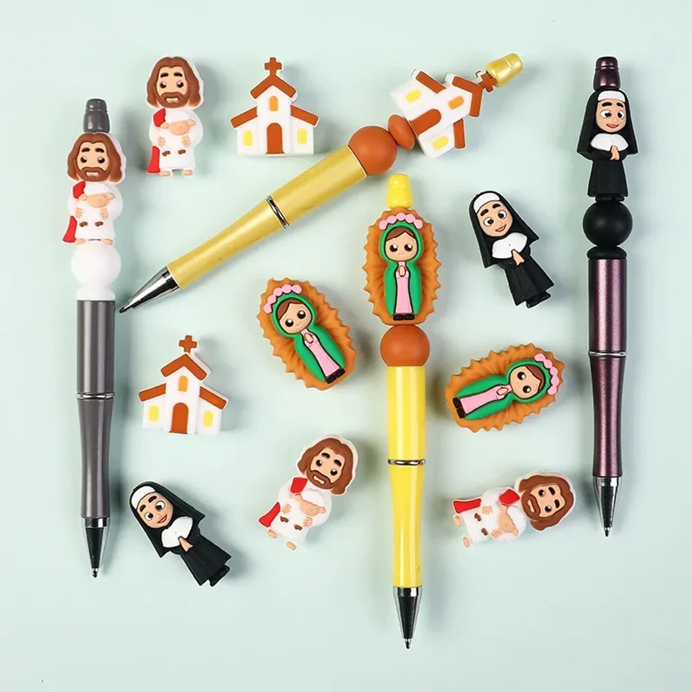 3D Religious Figures of Easter Silicone Focal Beads for DIY Pens Keychains