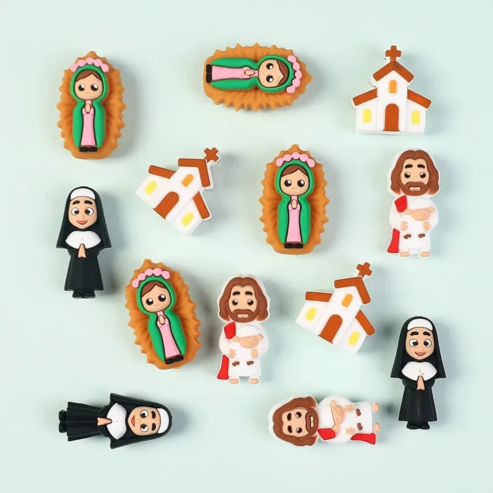3D Religious Figures of Easter Silicone Focal Beads for DIY Pens Keychains