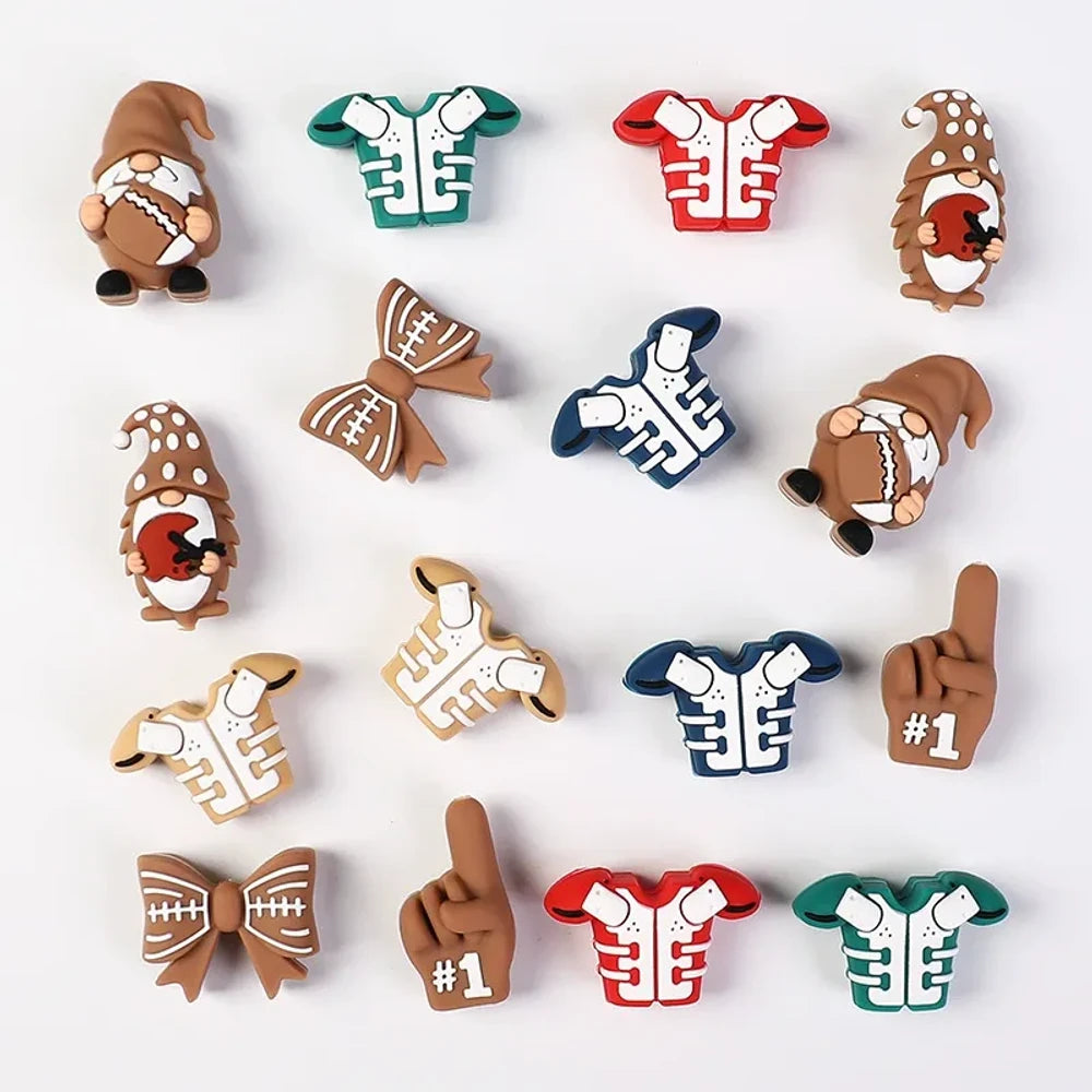 3D Rugby Match Silicone Focal Beads for DIY Keychains