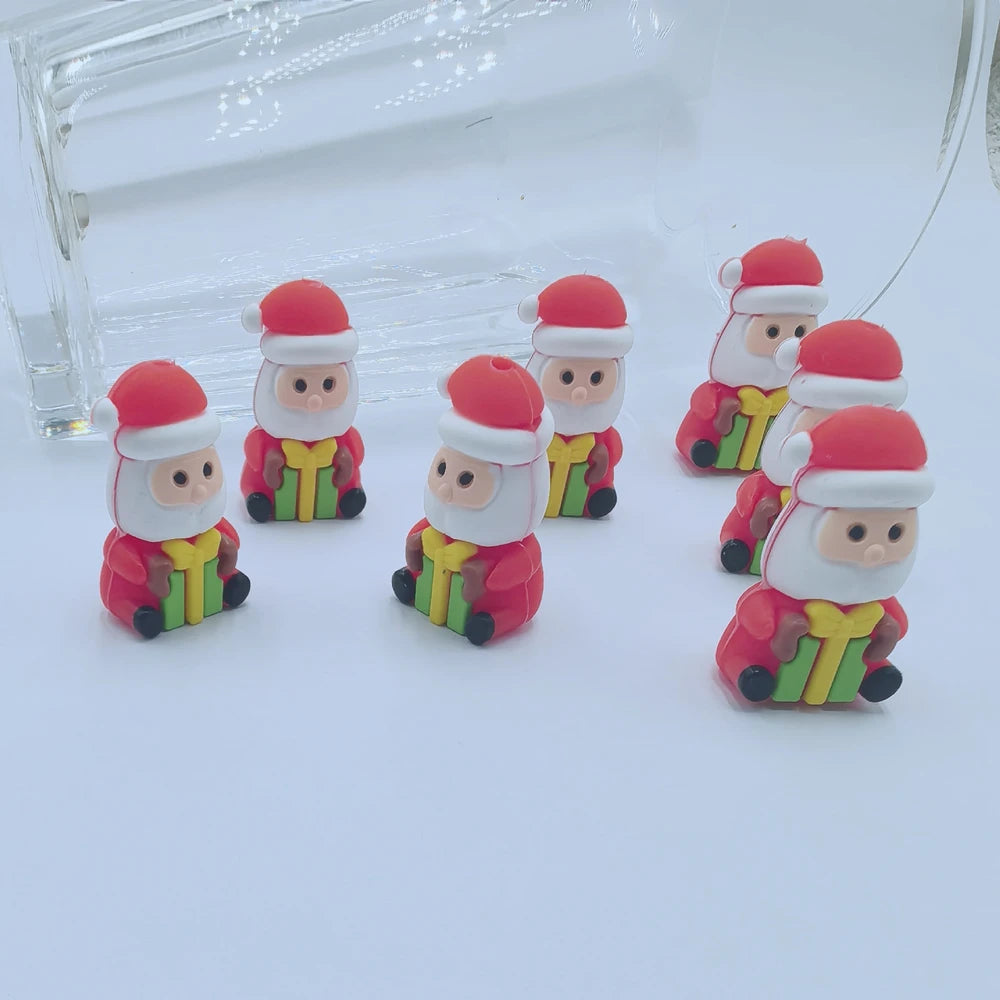 3D Santa Silicone Focal Beads for DIY Pens Bracelet Keychains