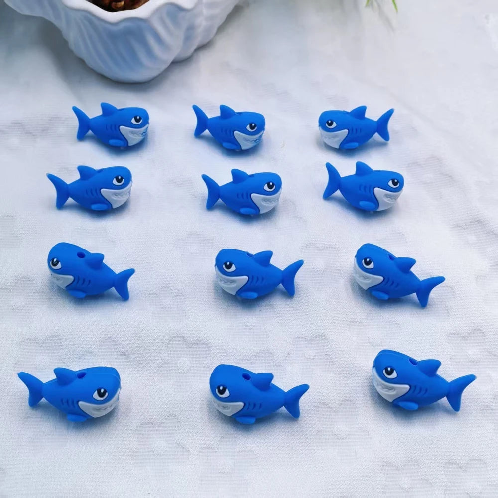 3D Shark Silicone Focal Beads for DIY Pens Bracelet Keychains