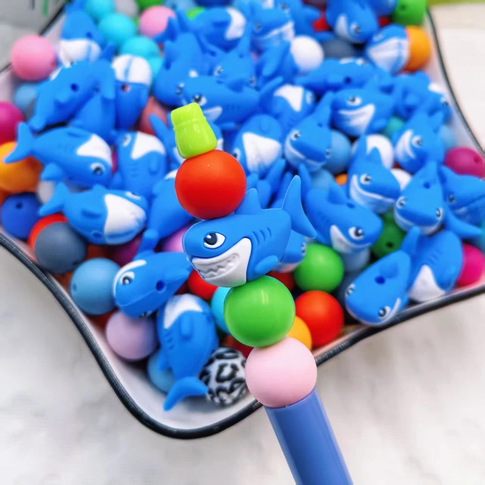 3D Shark Silicone Focal Beads for DIY Pens Bracelet Keychains