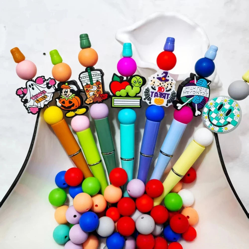 Flatback Silicone Focal Beads for DIY Pens Keychains