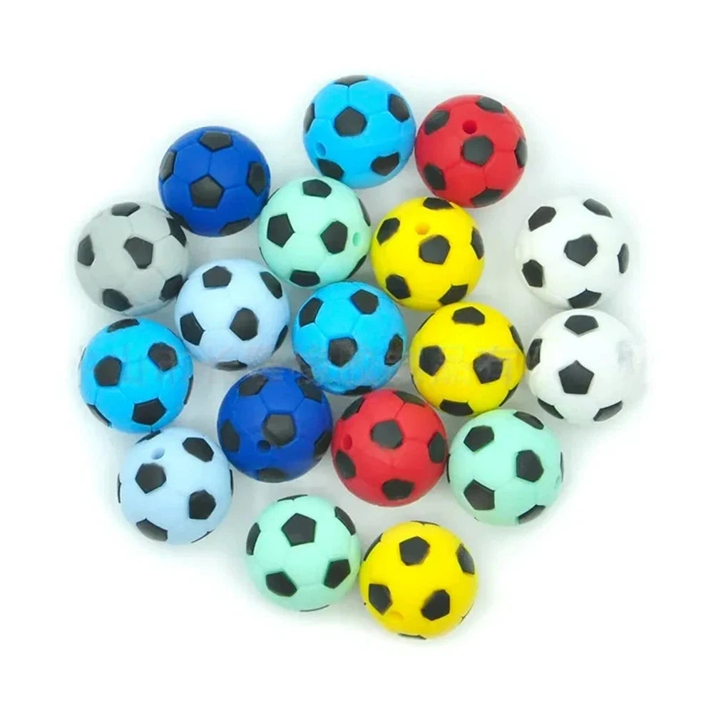 3D Soccer Silicone Focal Beads for DIY Keychains Bracelet Pens