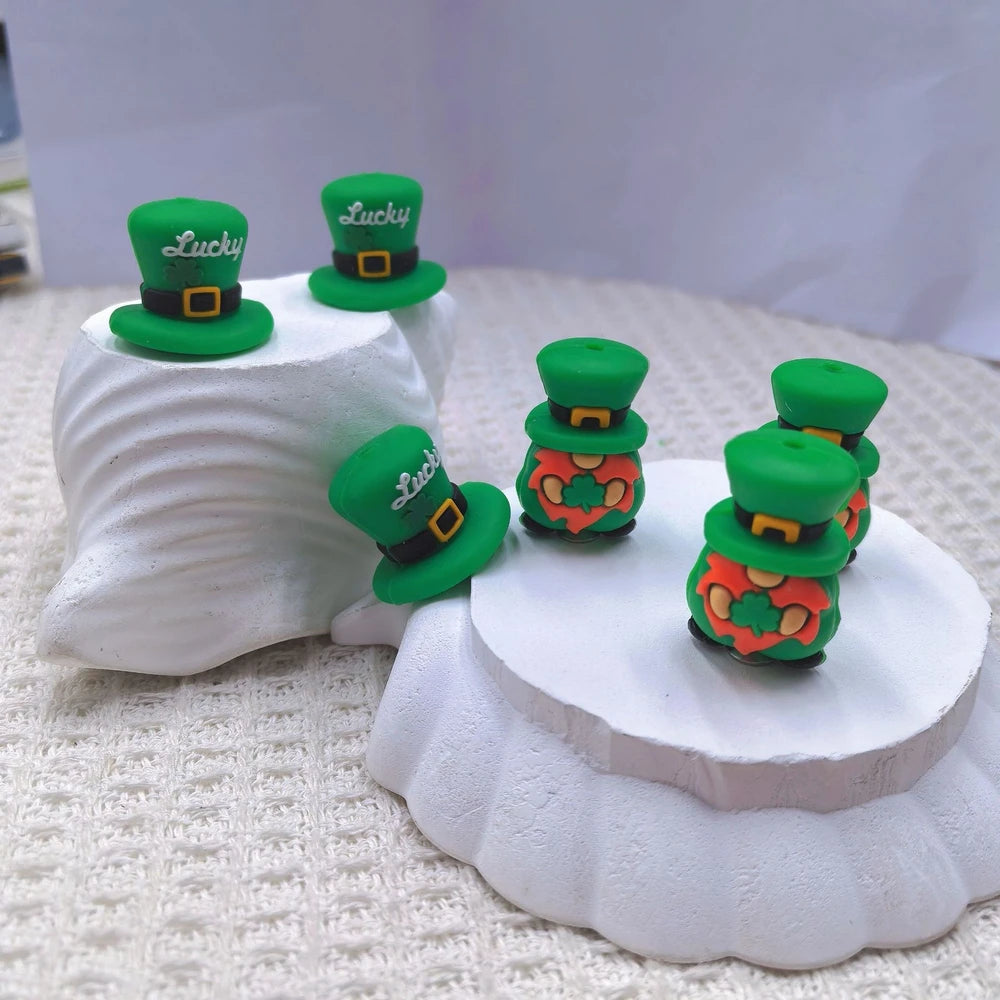3D St. Patrick's Day Silicone Focal Beads for DIY Pens Bracelet Keychains