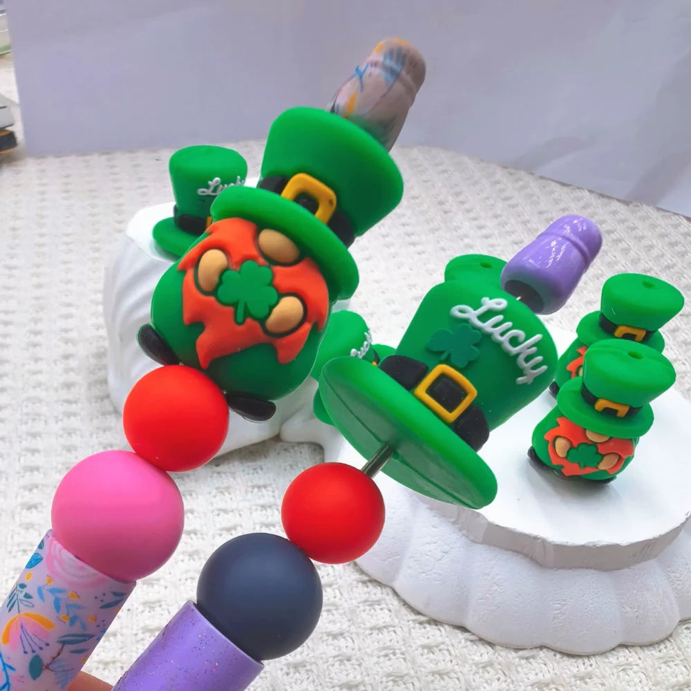 3D St. Patrick's Day Silicone Focal Beads for DIY Pens Bracelet Keychains