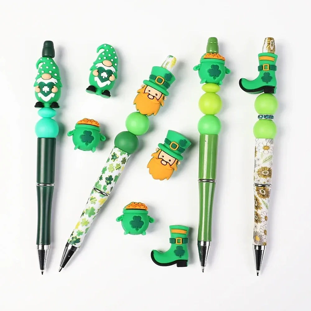 3D St. Patrick's Day Silicone Focal Beads for DIY Pens Keychains