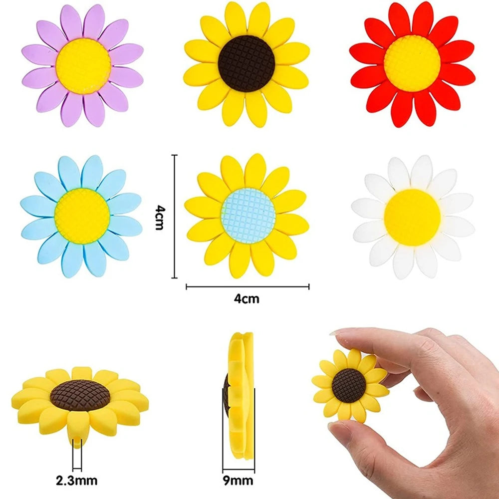 3D Sunflower Silicone Focal Beads for DIY Pens Keychains