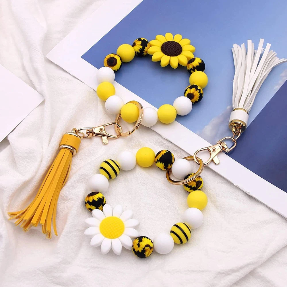 3D Sunflower Silicone Focal Beads for DIY Pens Keychains