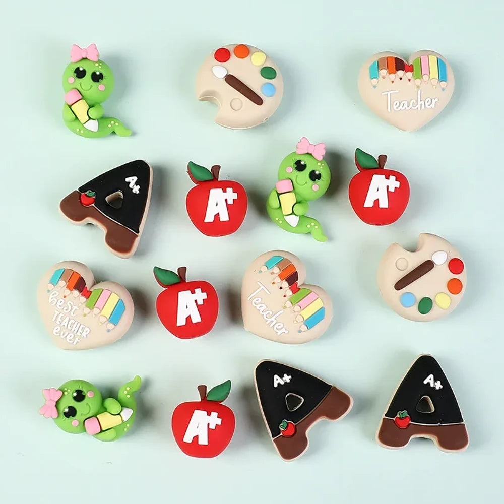 3D Teacher Series Silicone Focal Beads for DIY Pens Keychains
