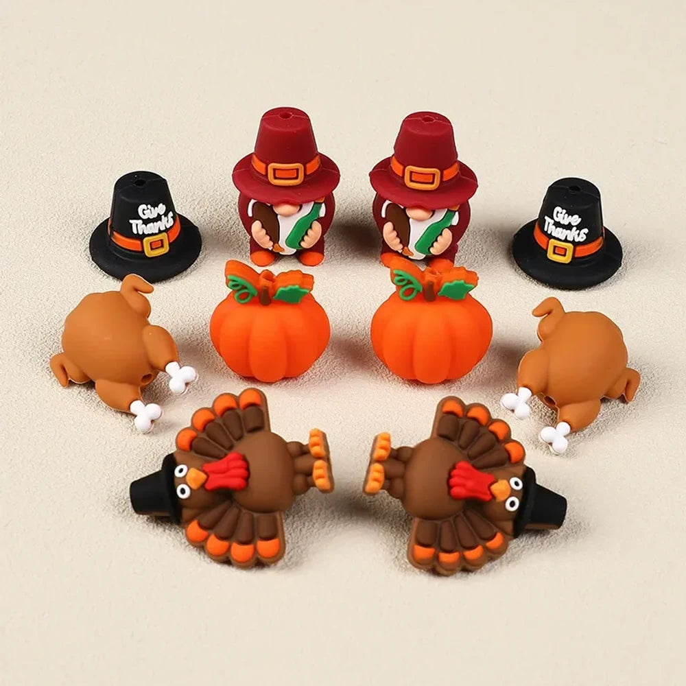 3D Thanksgiving Silicone Focal Beads for DIY Pens Keychains