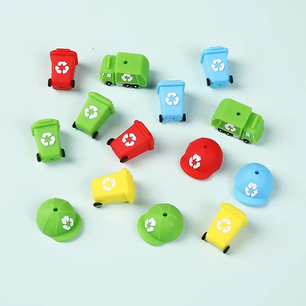 3D Trash Can Silicone Focal Beads for DIY Pens Keychains