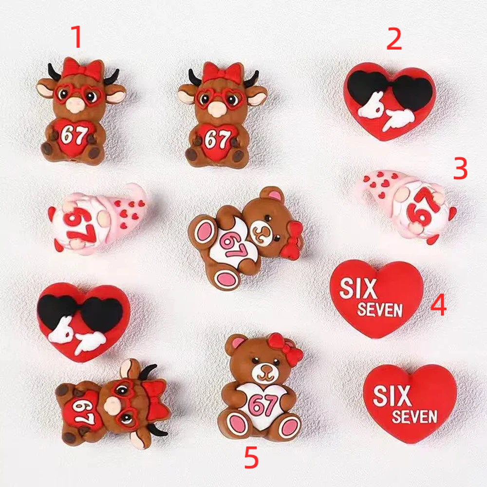 3D Valentine's Day Series Silicone Focal Beads for DIY Keychains Bracelet Pens