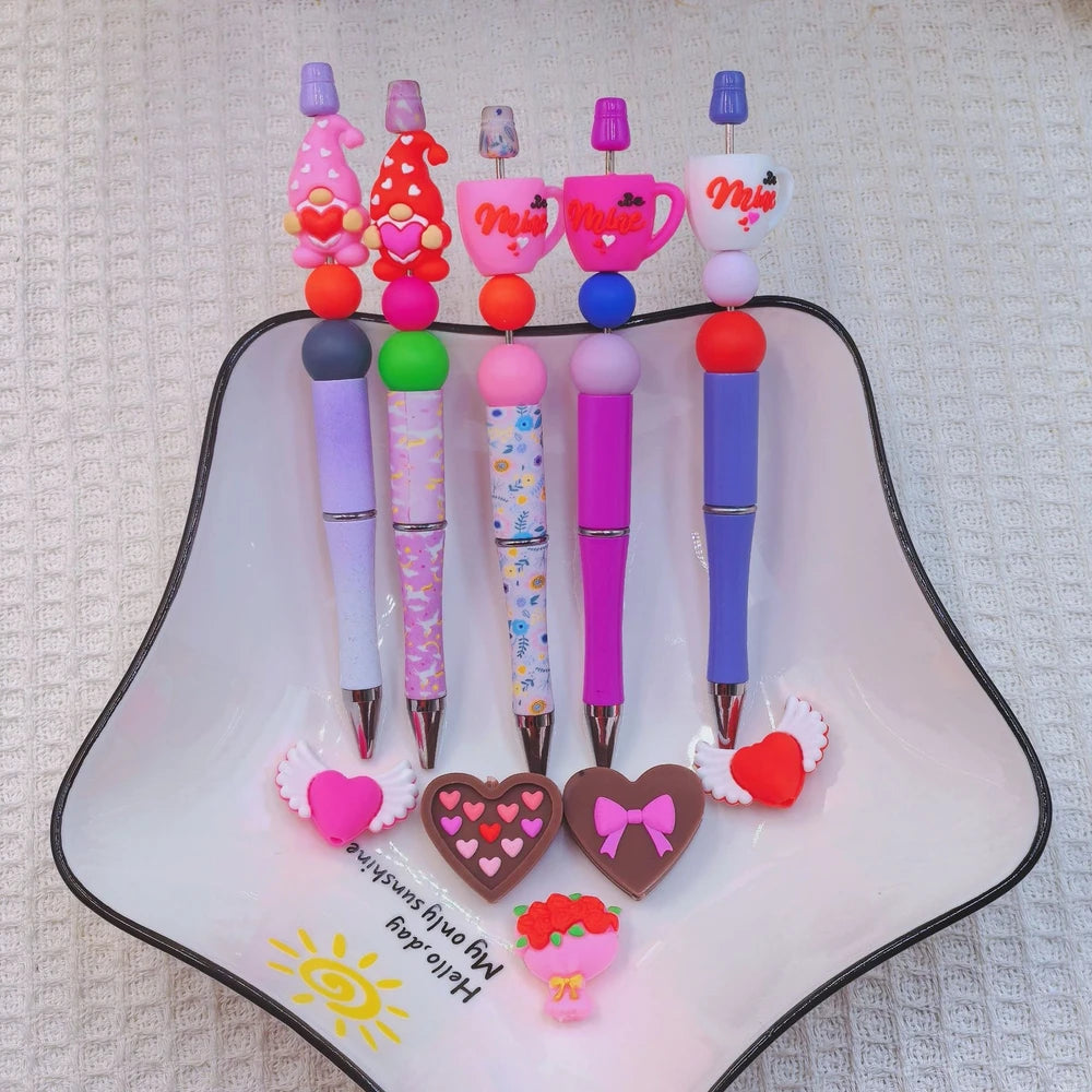 3D Valentine's Day Silicone Focal Beads for DIY Pens Bracelet