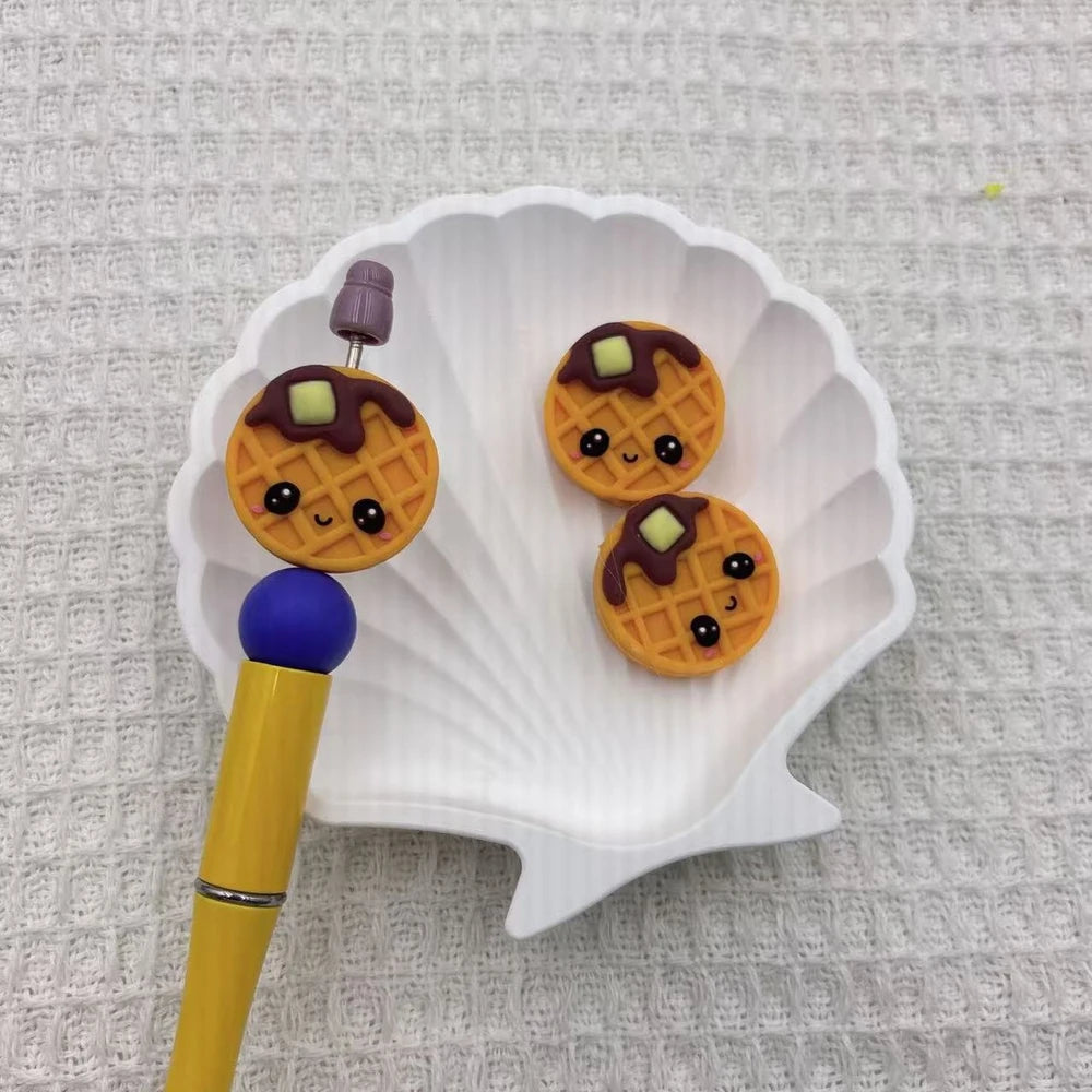 3D Waffle Silicone Focal Beads for DIY Pens Keychains