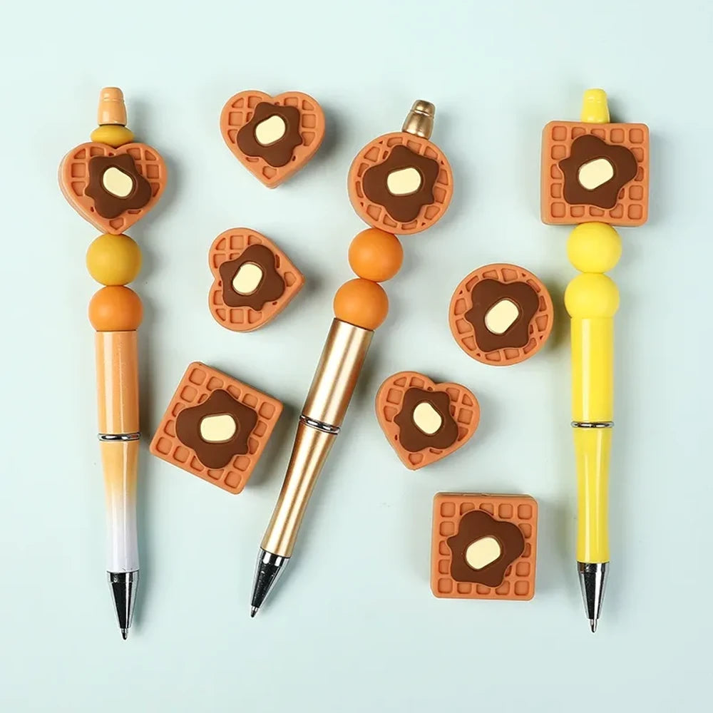 3D Waffle Silicone Focal Beads for DIY Pens Keychains