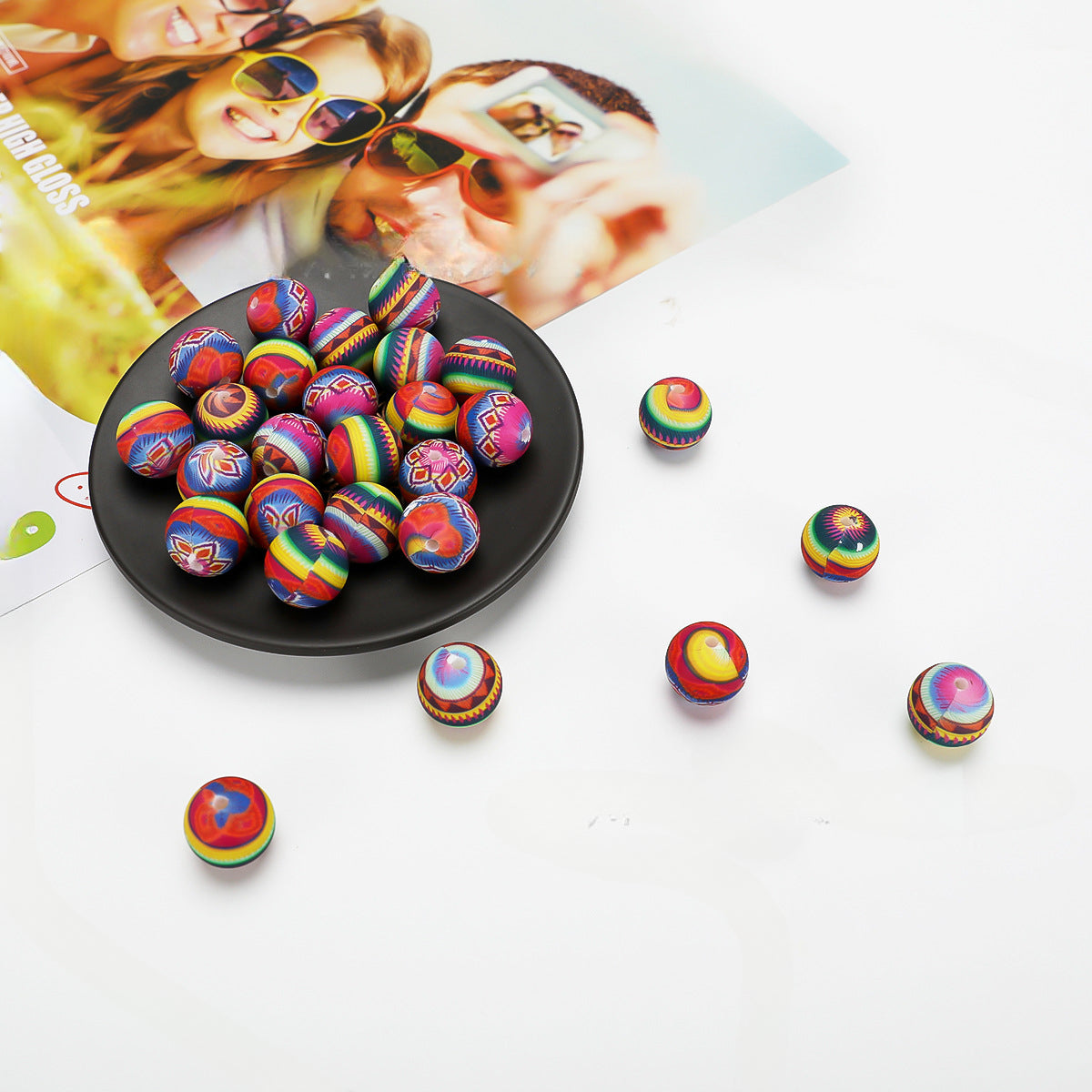 Creative Water Transfer Silicone Accessories Beads-50PCS
