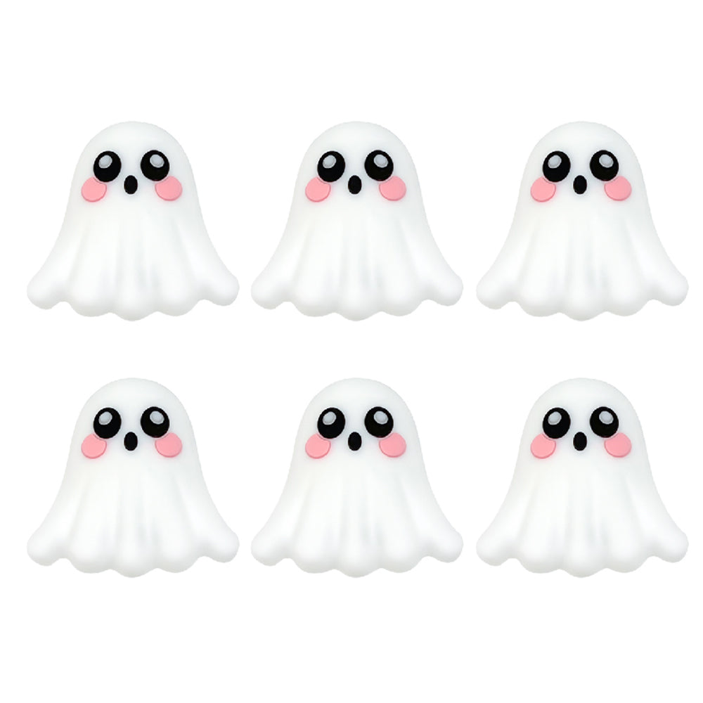 Cartoon Halloween Reading Book Cute Ghost Pattern Silicone Beads-10PCS