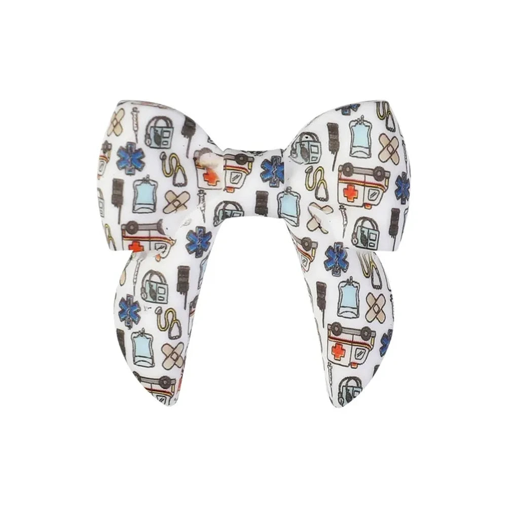 40MM 3D Bowtie Printed Silicone Focal Beads for DIY Pens Keychains