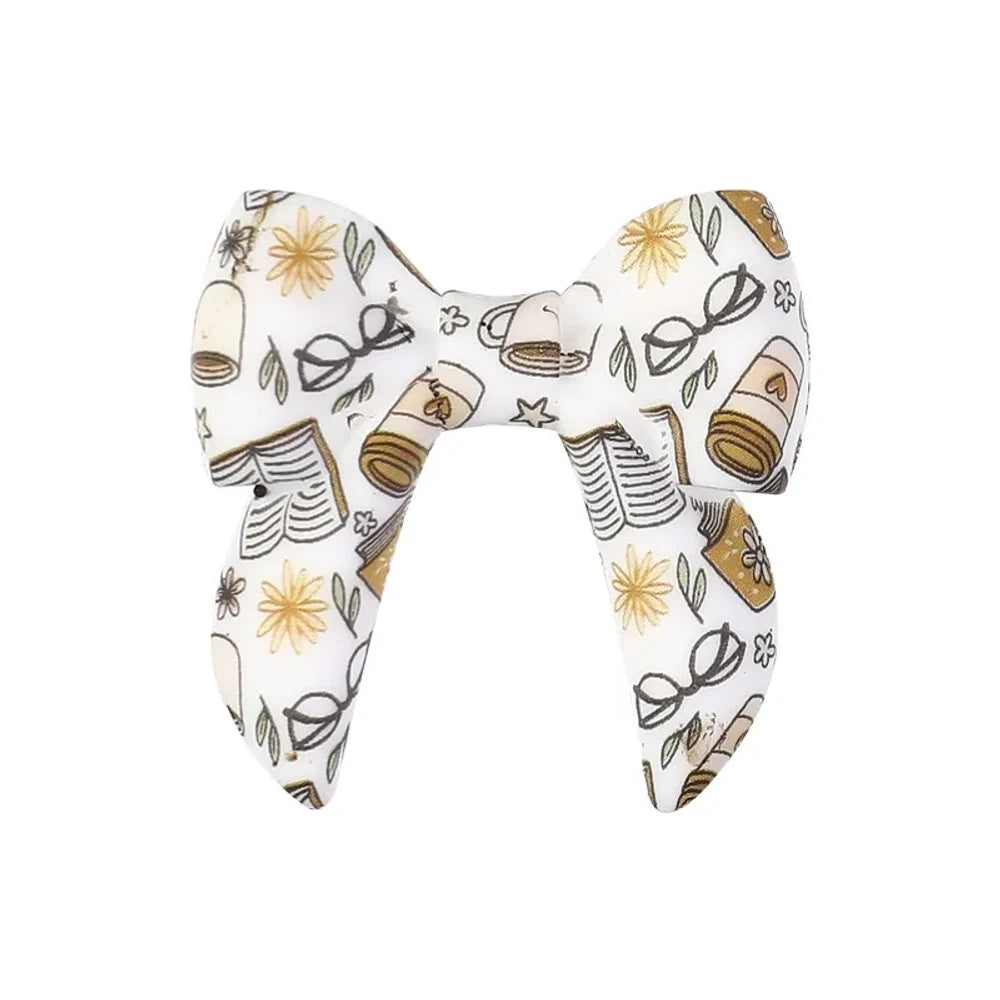 40MM 3D Bowtie Printed Silicone Focal Beads for DIY Pens Keychains