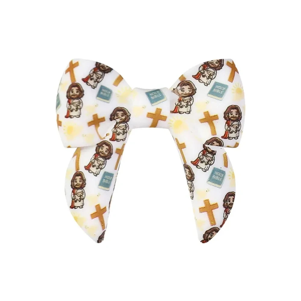 40MM 3D Bowtie Printed Silicone Focal Beads for DIY Pens Keychains