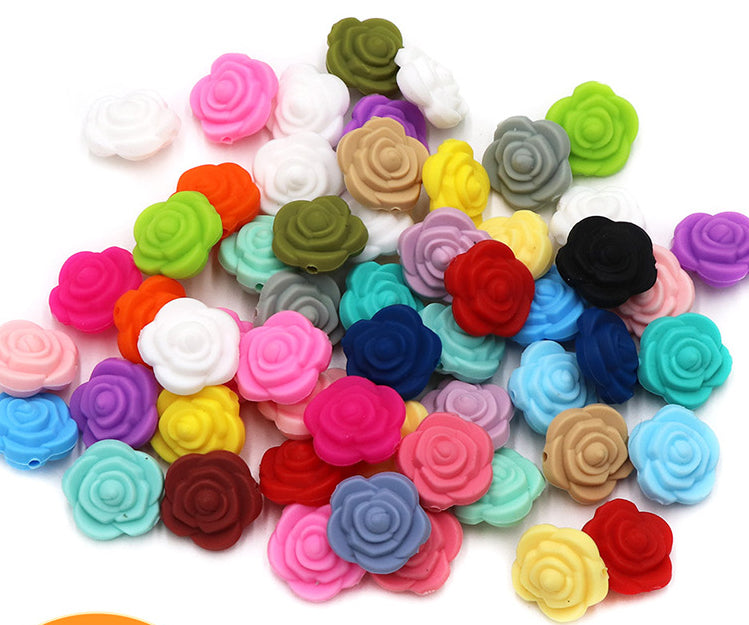 Rosette Silicone Beads DIY Loose Beads-25PCS
