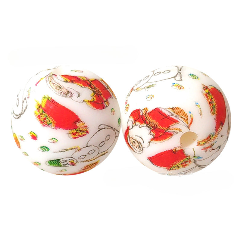 Cartoon Silicone Christmas Loose Beads-50PCS