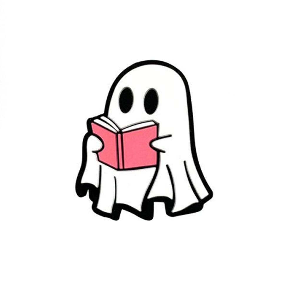 Cartoon Halloween Reading Book Cute Ghost Pattern Silicone Beads-10PCS