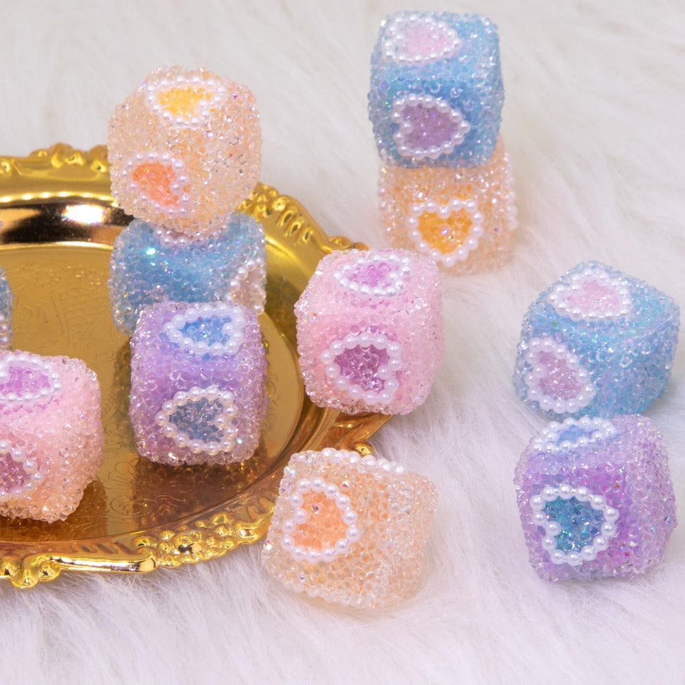Sugar Cube Love Acrylic Multi-faceted Love Beads-5PCS