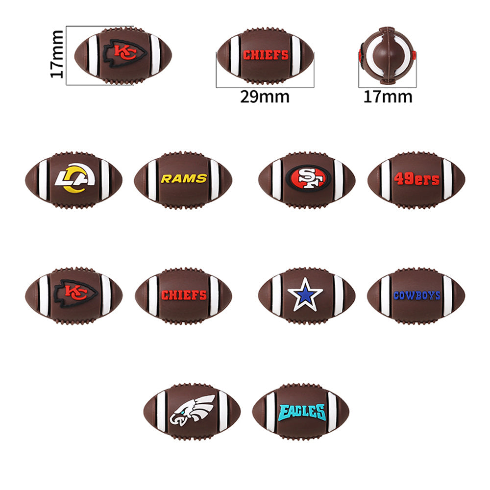 Baseball Pattern Silicone Beads-10PCS