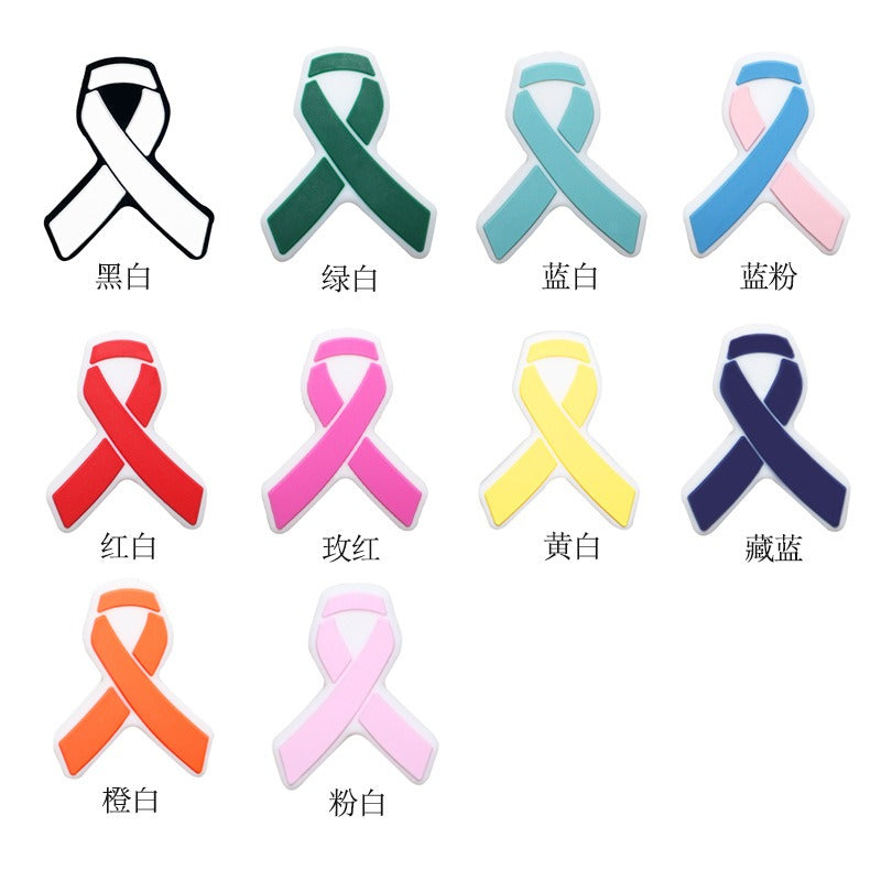 Cartoon Ribbon Publicity Prevention Awareness Warning Badge Silicone Beads-10PCS