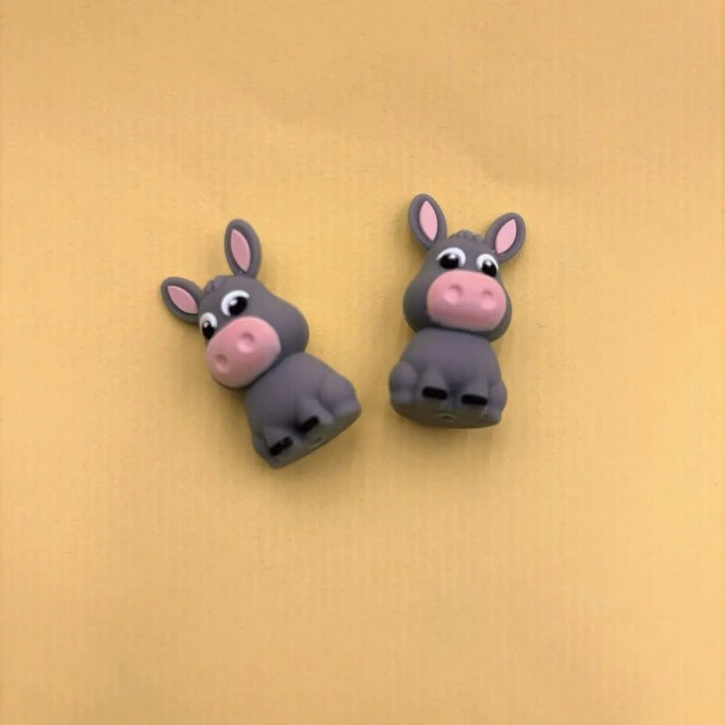 New Creative Silicone Beads Cartoon Donkey Silicone Beads-10PCS