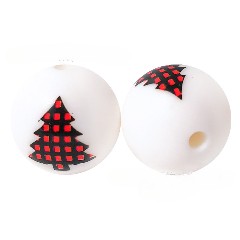 Cartoon Silicone Christmas Loose Beads-50PCS