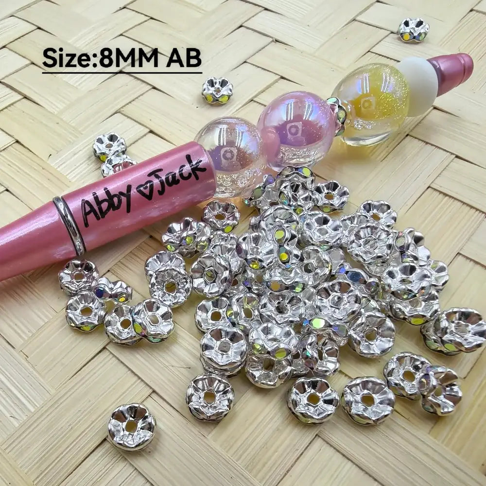 8MM AB Rhinestones Wavy Metal Spacer