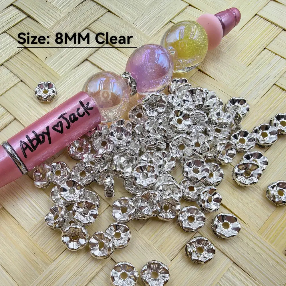 8MM Clear Rhinestones Wavy Metal Spacer
