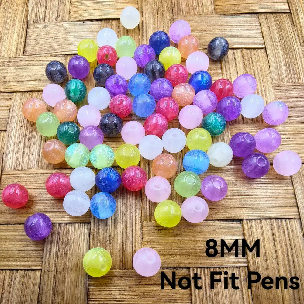 8MM Multi-Color with Glitter Acrylic Bead-Not Fit Pens