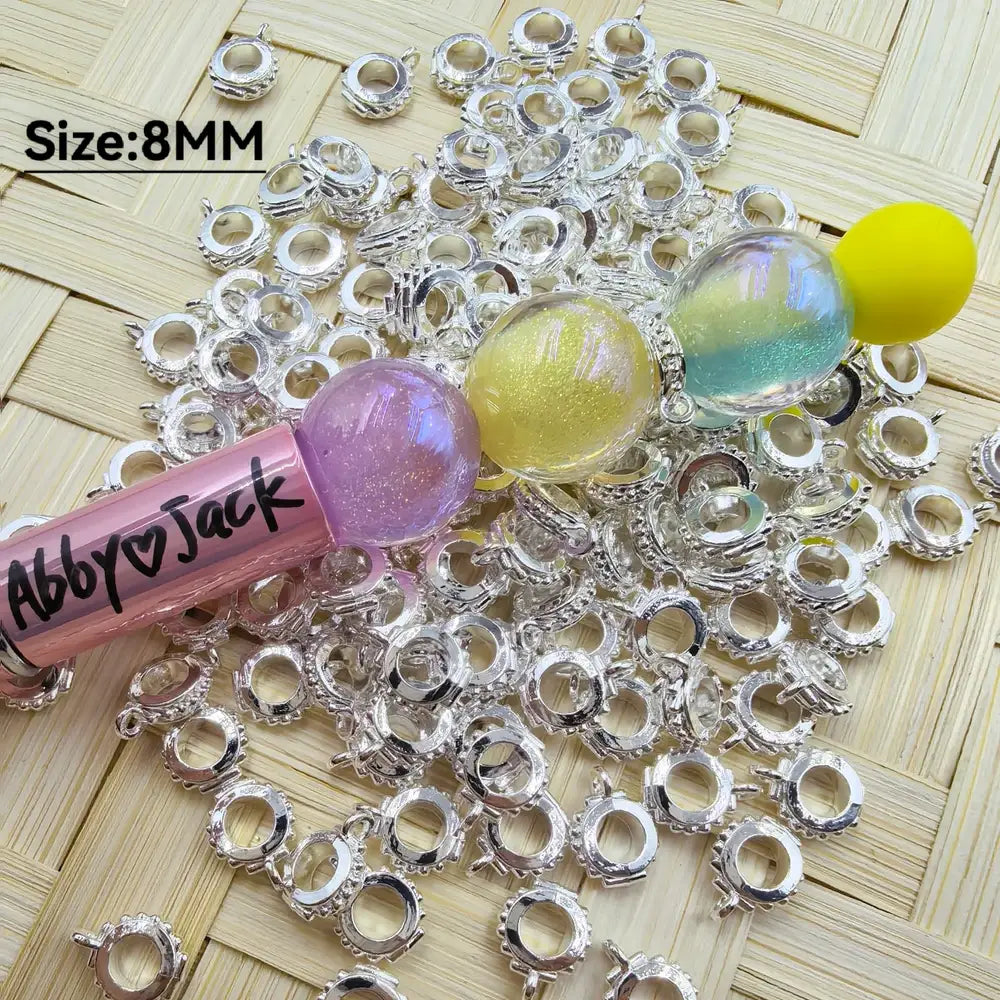 8MM Silver Color Bail Beads