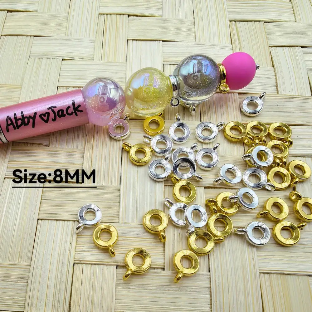 8MM Silver & Golden Colors Bail Beads, Won't Fade