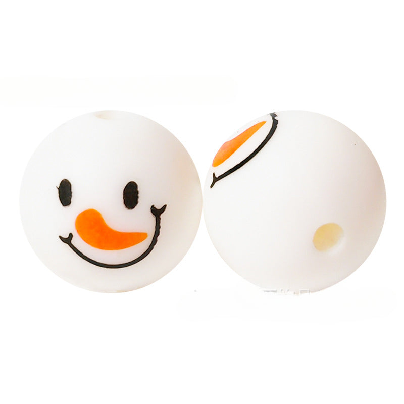 Cartoon Silicone Christmas Loose Beads-50PCS