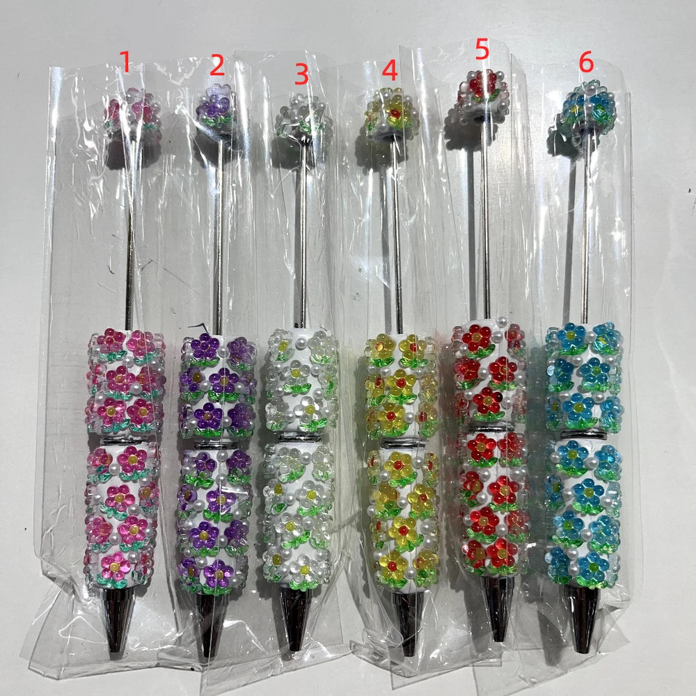 Flowers Pearls Beadable Clay Pens