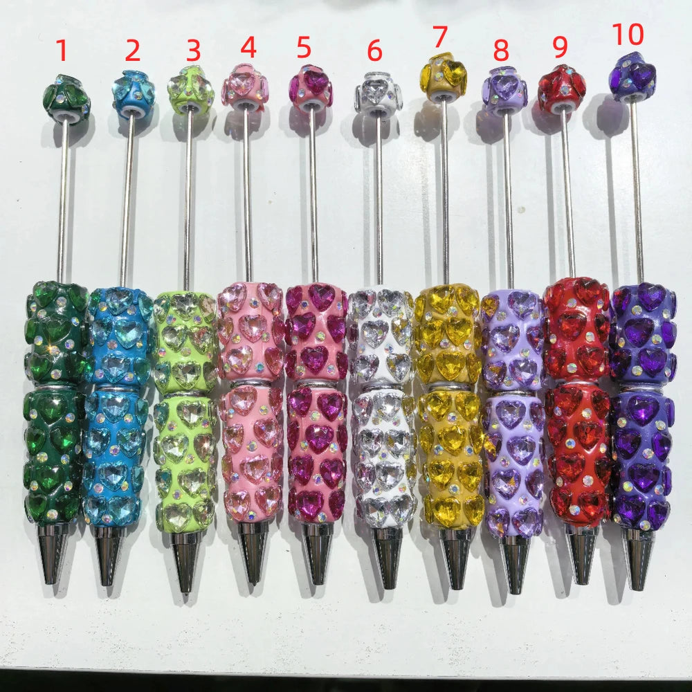 Heart AB Rhinestone Beadable Clay Pens