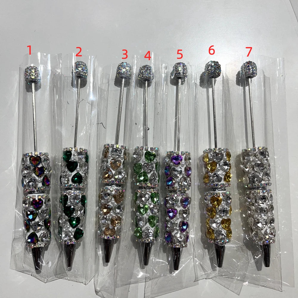 Heart Pearls Rhinestone Chain Beadable Clay Pens