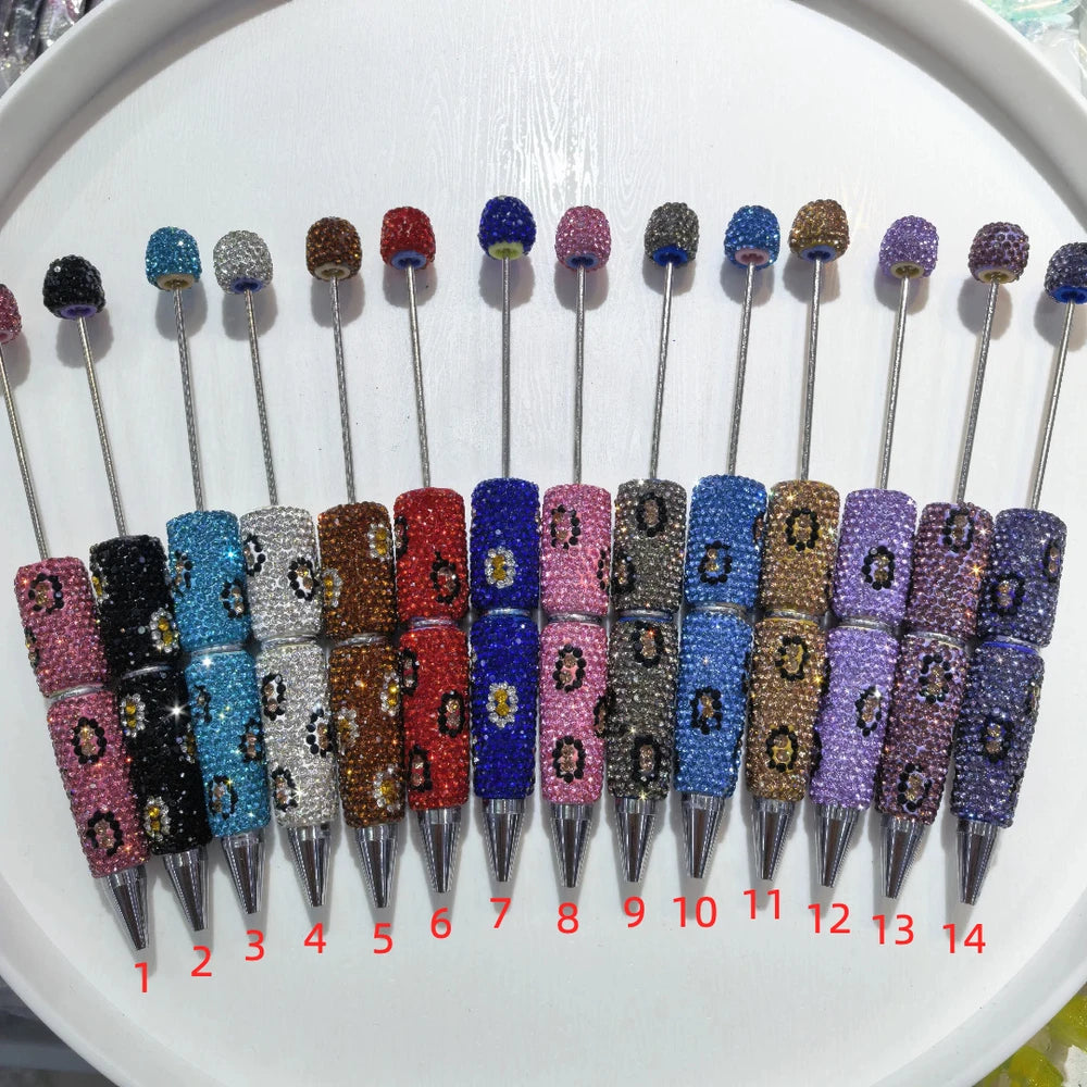 Leopard Pattern Beadable Rhinestone Pens