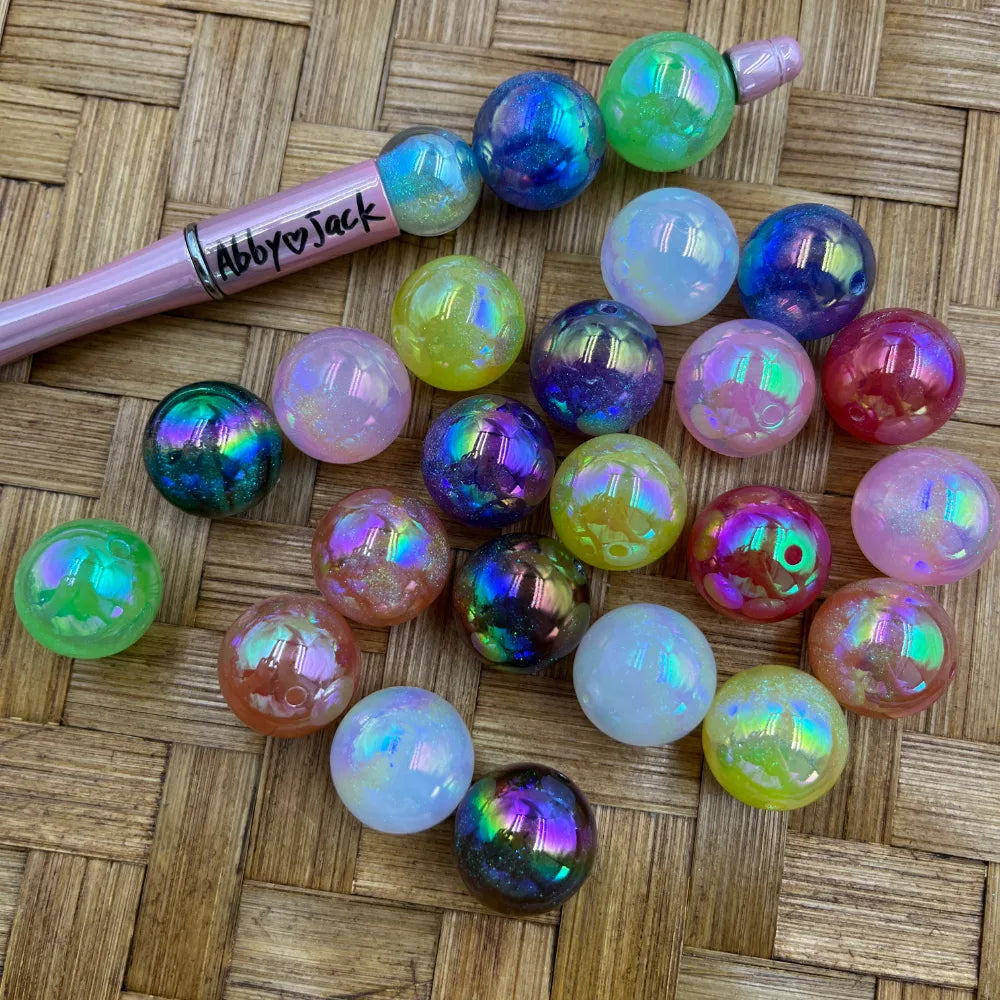 20MM UV Coating Galaxy Acrylic Beads for Beadable Pens Keychains Bracelets