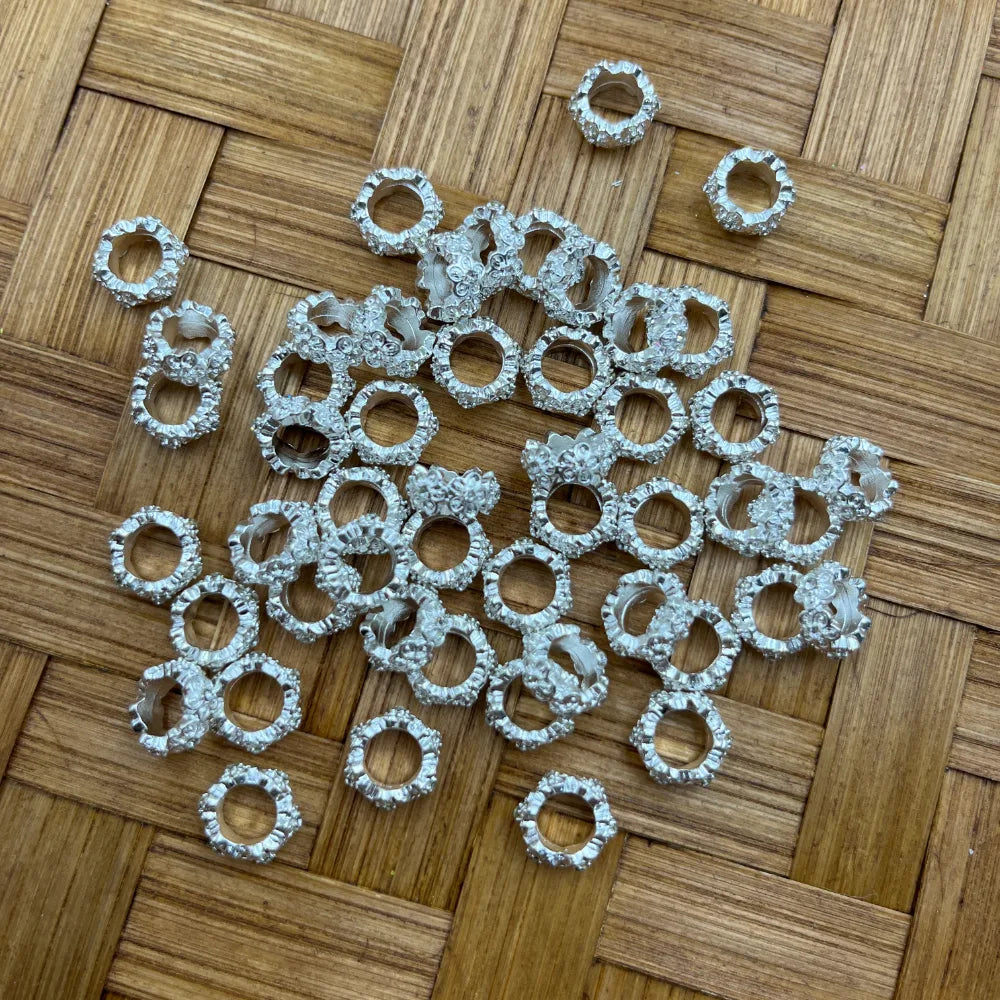 Silver Daisy Flower Metal Spacers | Beadable Pens Keychains Bracelets