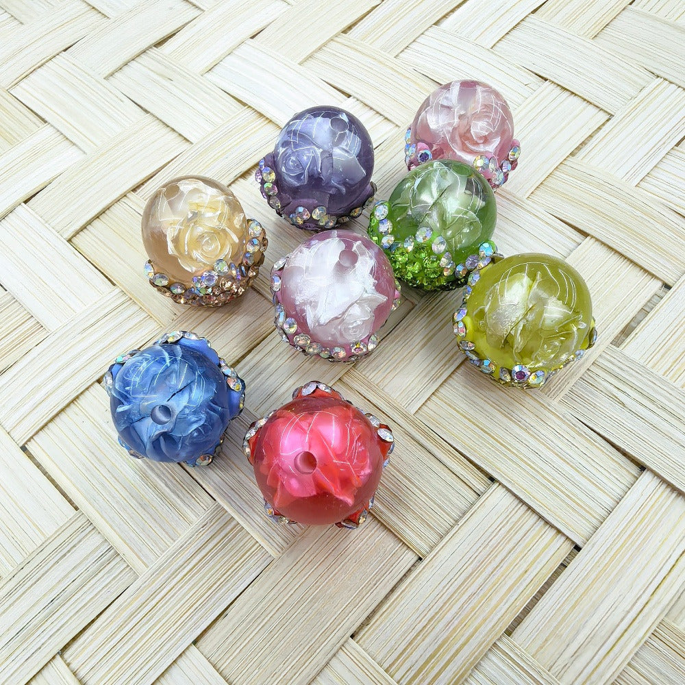 Rose Acron Water Drop Rhinestone Acrylic DIY Fancy Beads