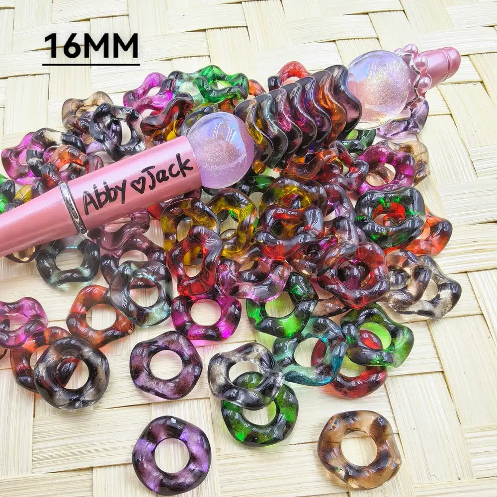 16mm Leopard Wavy Shape Large Hole Acrylic Spacer Beads