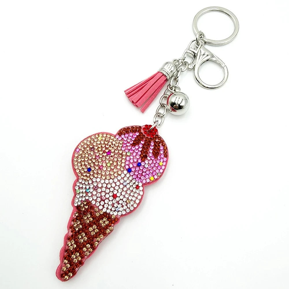 Ice Cream Rhinestone Keychain for DIY